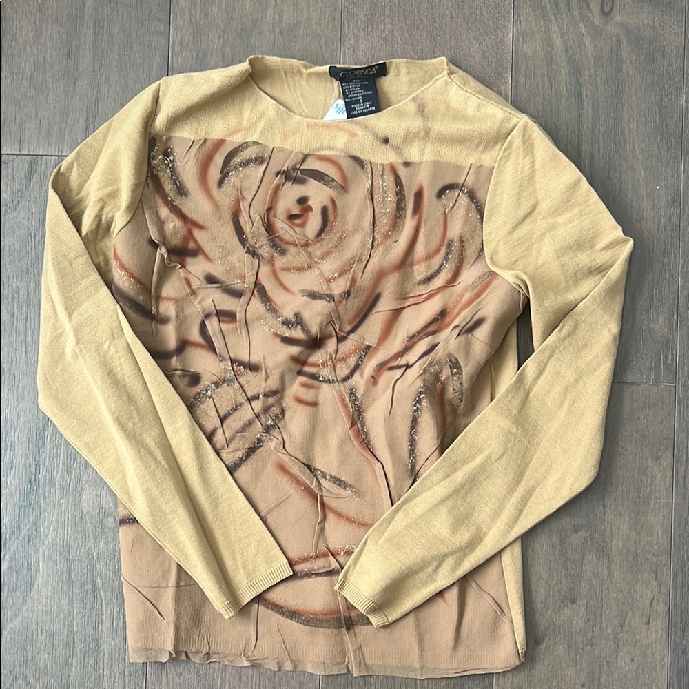 Clorinda wool made in Italy Tan Long Sleeve Top